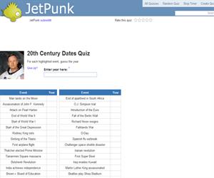 20th Century Dates Quiz