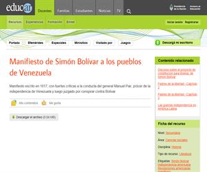 Simón Bolívar: Manifiesto de Bolívar a los pueblos de Venezuela
