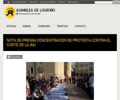 Nota de prensa concentración de protesta contra el coste de la JMJ (Asamblea Logroño)