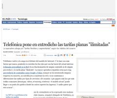 Telefónica pone en entredicho las tarifas planas "ilimitadas" · ELPAÍS.com
