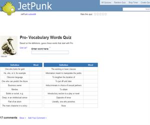 Pro- Vocabulary Words Quiz