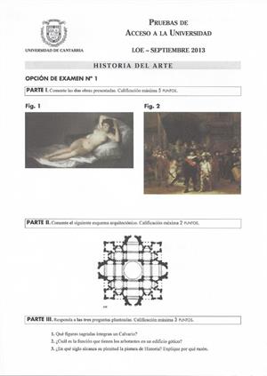 Examen de Selectividad: Historia del arte. Cantabria. Convocatoria Septiembre 2013