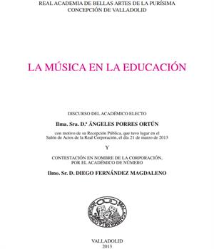 La música en la educación. Dª Ángeles Porres Ortún