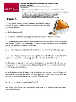 Examen de Selectividad: Diseño. Castilla-La Mancha. Convocatoria Junio 2013