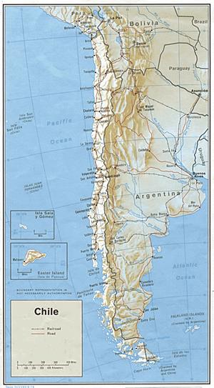 Mapa con relieve de chile (lib.utexas.edu)