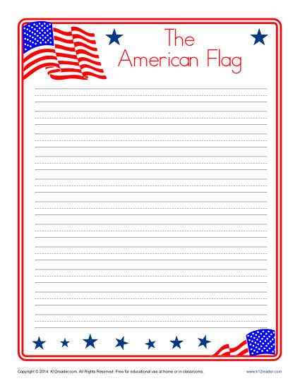 American Flag Lined Writing Paper