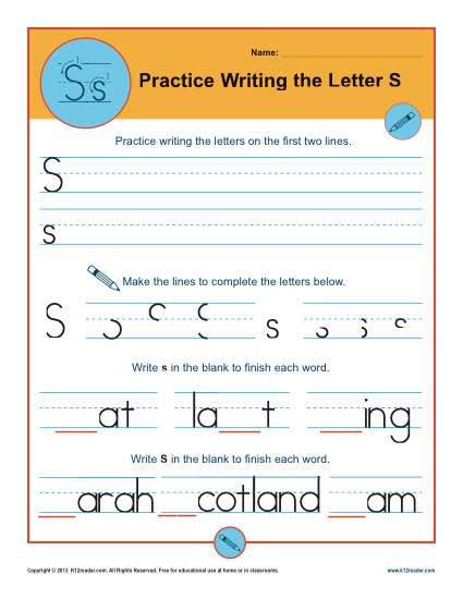 Practice Writing the Letter S