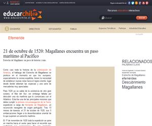 21 de octubre de 1520: Magallanes encuentra un paso marítimo al <b>...</b> (Educarchile)