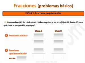 Problemas de fracciones -Ficha de ejercicios (educa3d)