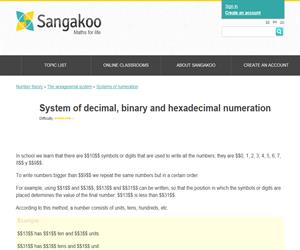 System of decimal, binary and hexadecimal numeration