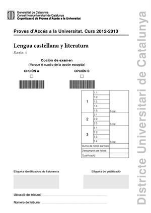 Examen de Selectividad: Lengua castellana. Cataluña. Convocatoria Septiembre 2013