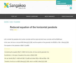 Reduced equation of the horizontal parabola