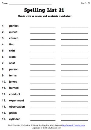 Week 21 Spelling Words (List C-21)