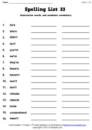 Week 33 Spelling Words (List C-33)