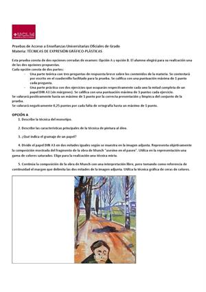Examen de Selectividad: Técnicas de expresión grafo-plástica. Castilla-La Mancha. Convocatoria Junio 2013
