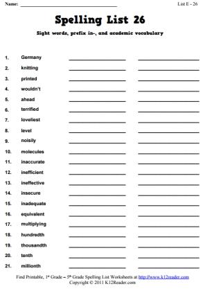 Week 26 Spelling Words (List E-26)