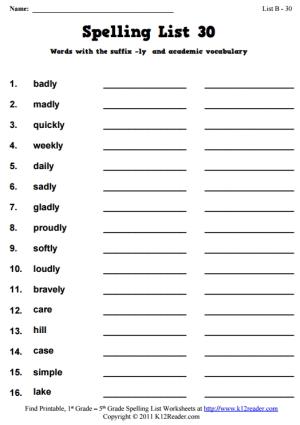 Week 30 Spelling Words (List B-30)