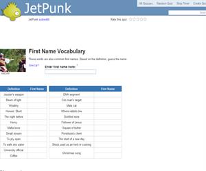 First Name Vocabulary