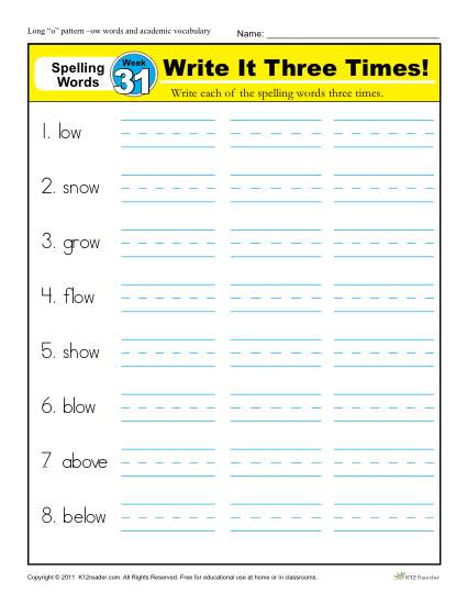 First Grade Spelling Words List – Week 31 (List A-31)
