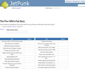 The Pre-1950's Fad Quiz