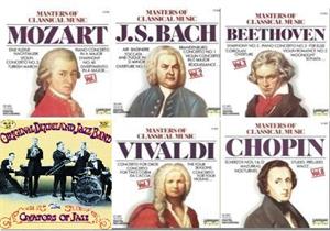 Obras maestras de la música clásica y del Jazz: Mozart, Vivaldi, Chopin, Beethoven, Bach y the Original Dixieland Jass Band (Wikipedia)