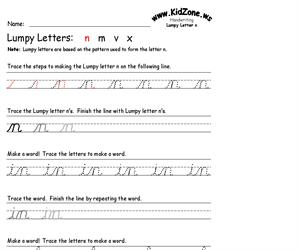 Cursive Handwriting Worksheet for the Letter n (Educarchile)