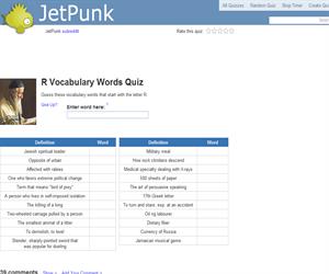 R Vocabulary Words Quiz