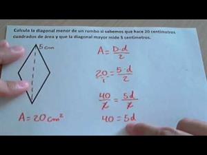 Área del rombo y cómo encontrar una diagonal