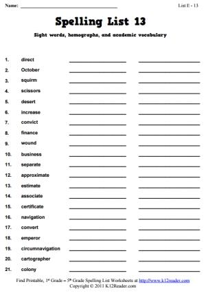 Week 13 Spelling Words (List E-13)