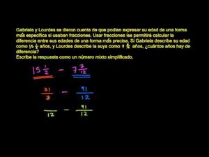 Problema de resta de números mixtos (Khan Academy Español)