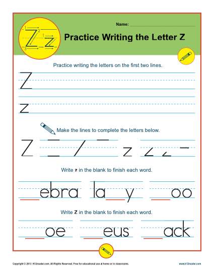 Practice Writing the Letter Z