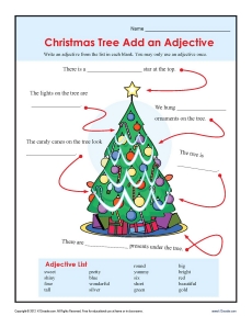 Christmas Add an Adjective Worksheet Activity