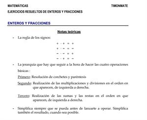 Ejercicios resueltos de números enteros y fracciones (Juan J. Pascual Redondo)
