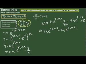 Solución a una ecuación diferencial mediante separación de variables. Ejercicio 3 de 15 (Tareas Plus)