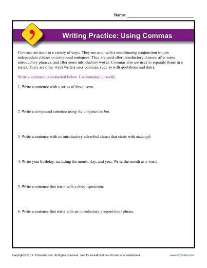 Writing Practice: Using Commas