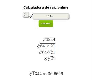 Calculadora de raiz online