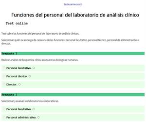 Test: funciones del personal del laboratorio de análisis clínicos