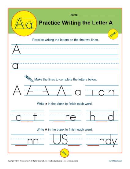 Practice Writing the Letter A
