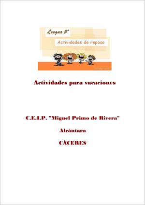 Cuaderno de repaso de Lengua (5º de Educación Primaria). CEIP Miguel Primo de Rivera