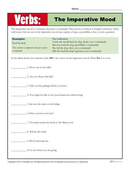 Verbs: The Imperative Mood
