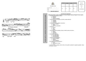 Examen de Selectividad: Análisis musical. Asturias. Convocatoria Junio 2013
