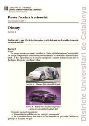 Examen de Selectividad: Diseño. Cataluña. Convocatoria Junio 2014