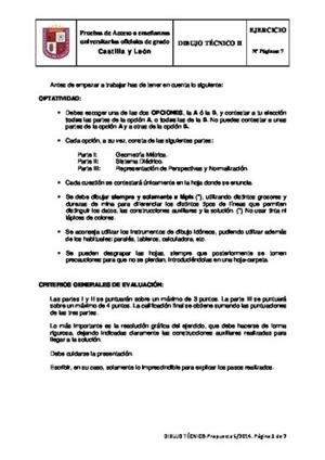 Examen de Selectividad: Dibujo técnico. Castilla y León. Convocatoria Junio 2014
