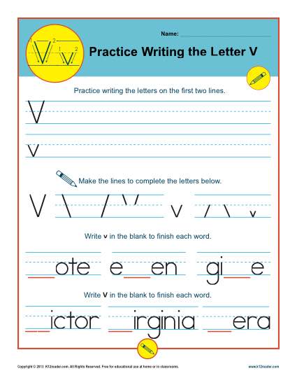 Practice Writing the Letter V