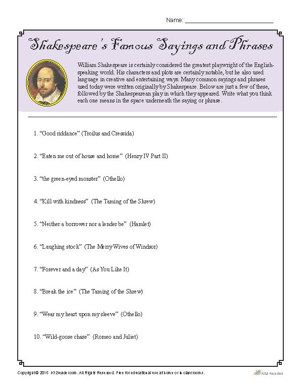Shakespeare’s Famous Sayings and Phrases