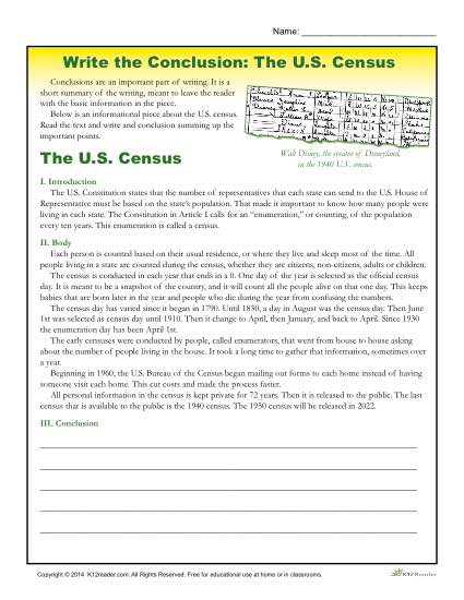 Write the Conclusion: The U.S. Census