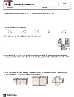 Ejercicios de repaso de Matemáticas de 6º de primaria (Editorial SM)