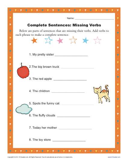 Complete Sentences: Missing Verbs