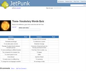 Trans- Vocabulary Words Quiz
