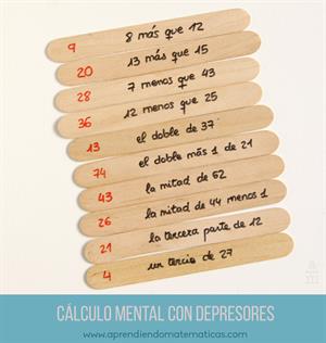 Cálculo mental con depresores (Aprendiendo Matematicas)